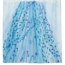 Blauwe Waterverf & Pastel kunstwerk