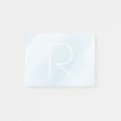 Blauwe waterverf pasteltypografie modern monogram post-it® notes (Voorkant)