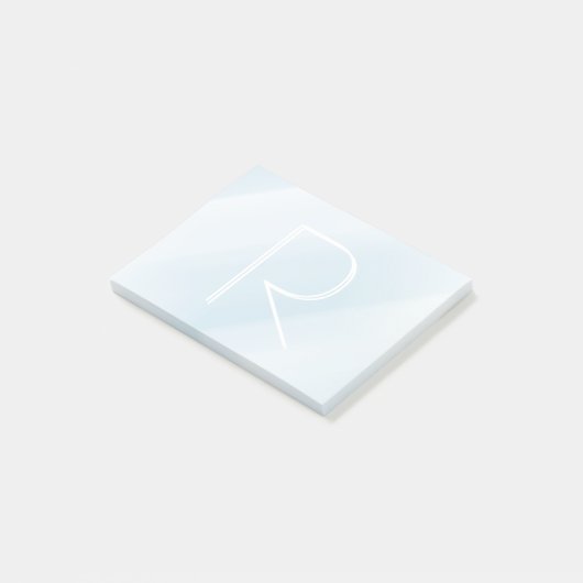 Blauwe waterverf pasteltypografie modern monogram post-it® notes (Schuin)