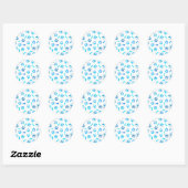 Blauwe Waterverf Paw Prints Classic Ronde Sticker (Vel)