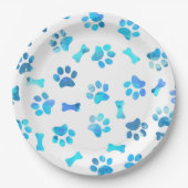 Blauwe Waterverf Paw Prints Papier Bord (Voorkant)