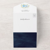 Blauwe Waterverf Penguin Navy Baby shower All In One Uitnodiging (Buitenkant)