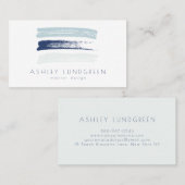 Blauwe Waterverf penseel lijndikte Modern Visitekaartje (Voorkant / Achterkant)