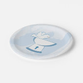 Blauwe Waterverf penseel Slag Dove Boy Baptisme Papieren Bordje (Gekanteld)