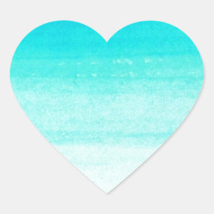 blauwe waterverf penseelstreek hart sticker