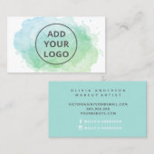Blauwe waterverf penseelstreek uploadt uw logo visitekaartje (Voorkant / Achterkant)