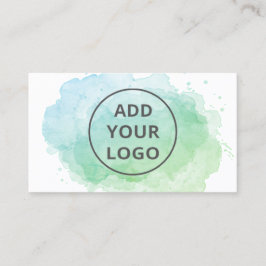 Blauwe waterverf penseelstreek uploadt uw logo visitekaartje