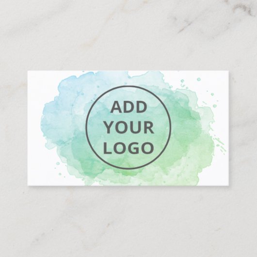 Blauwe waterverf penseelstreek uploadt uw logo visitekaartje (Voorkant)