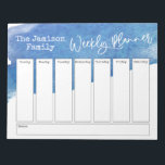 Blauwe Waterverf Penseelweekblad Notitieblok<br><div class="desc">In dit leuke ontwerp heb ik de bovenkant van de achtergrond bedekt met een blauwe penseelstreek van de waterverf. De uitdrukking "Wekelijkse Planner"werd teruggegeven in een casual handschrijvende doopvont en is geplaatst, als grafisch, bij de bovenkant van de pagina. Gebruik de velden sjabloon om uw gegevens toe te voegen zoals...</div>