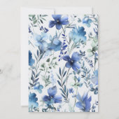 Blauwe Waterverf Periwinkle Wildflower Bruiloft Kaart (Achterkant)