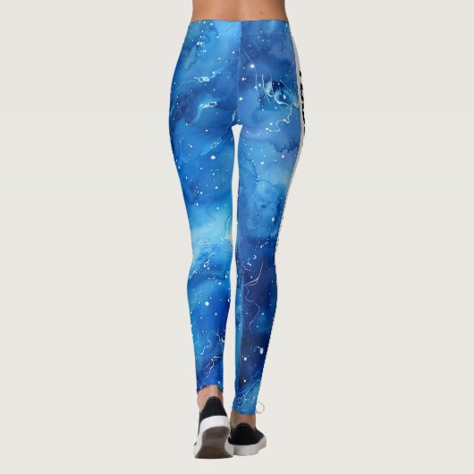 Blauwe Waterverf PERSONALISEREN Leggings (Achterkant)