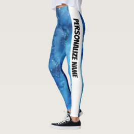 Blauwe Waterverf PERSONALISEREN Leggings