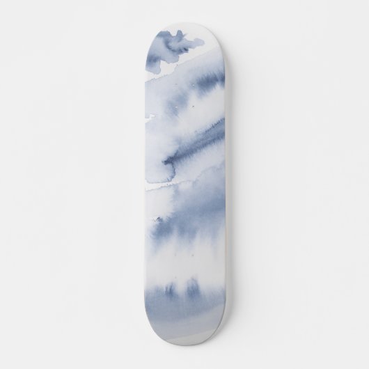 Blauwe Waterverf Persoonlijk Skateboard (Voorkant)