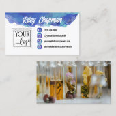 Blauwe Waterverf Pictogrammen Voeg Logo en foto to Visitekaartje (Voorkant / Achterkant)