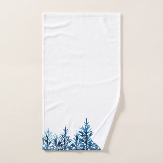 Blauwe Waterverf pijnbomen Bad Handdoek (Handdoek)