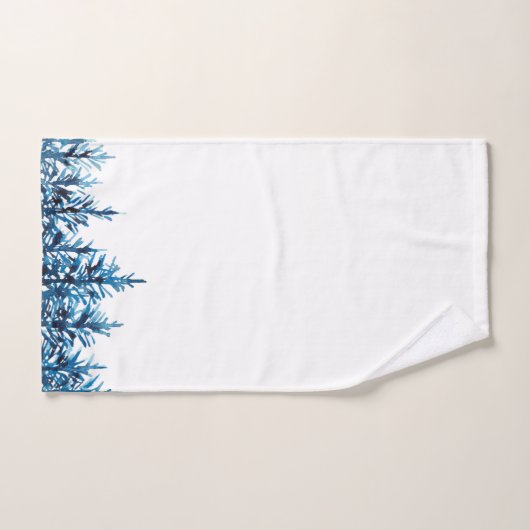 Blauwe Waterverf pijnbomen Bad Handdoek (Handdoek)