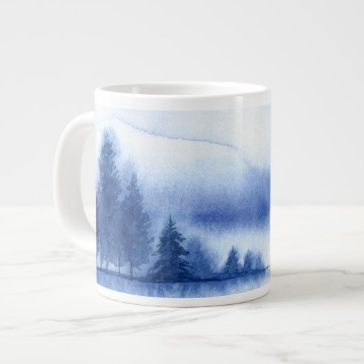 Blauwe Waterverf pijnbomen Grote Koffiekop (Links)