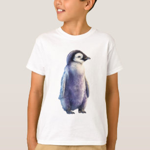 Blauwe Waterverf Pinguïn Kuiken Kinderen T-shirt