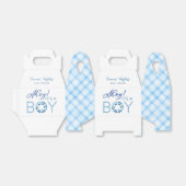 Blauwe Waterverf Plaid Baby shower Papieren kopjes Bedankdoosjes (Uitgevouwen)