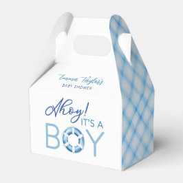 Blauwe Waterverf Plaid Baby shower Papieren kopjes Bedankdoosjes