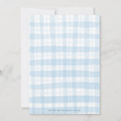 Blauwe Waterverf Plaid en Bow Baby shower Kaart (Achterkant)