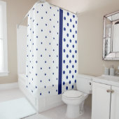 Blauwe Waterverf Polka Dot Modern Douchegordijn (In situ)