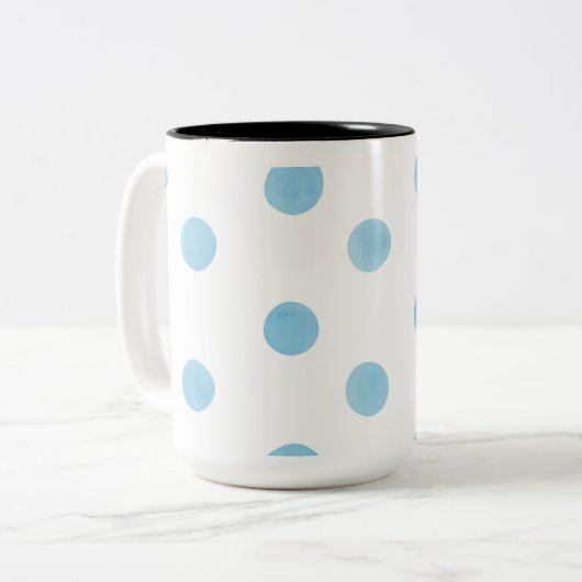 Blauwe Waterverf Polka Dot Mok - Minimalistische p (Voorkant links)