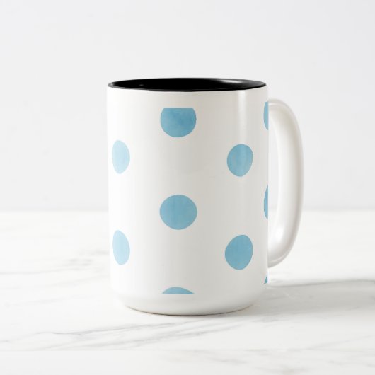 Blauwe Waterverf Polka Dot Mok - Minimalistische p (Voorkant rechts)