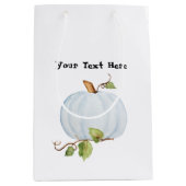 Blauwe Waterverf pompoen, aangepaste tas met cadea Medium Cadeauzakje (Voorkant)