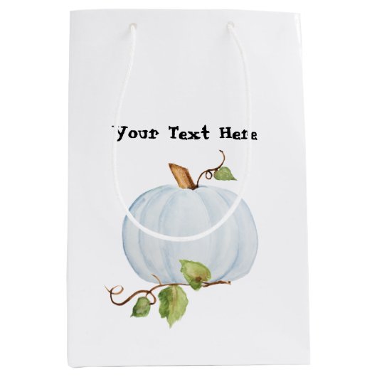 Blauwe Waterverf pompoen, aangepaste tas met cadea Medium Cadeauzakje (Voorkant)