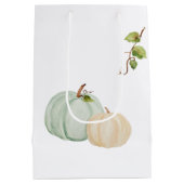 Blauwe Waterverf pompoen, aangepaste tas met cadea Medium Cadeauzakje (Achterkant)