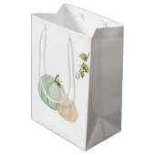 Blauwe Waterverf pompoen, aangepaste tas met cadea Medium Cadeauzakje (Achterkant Gekanteld)