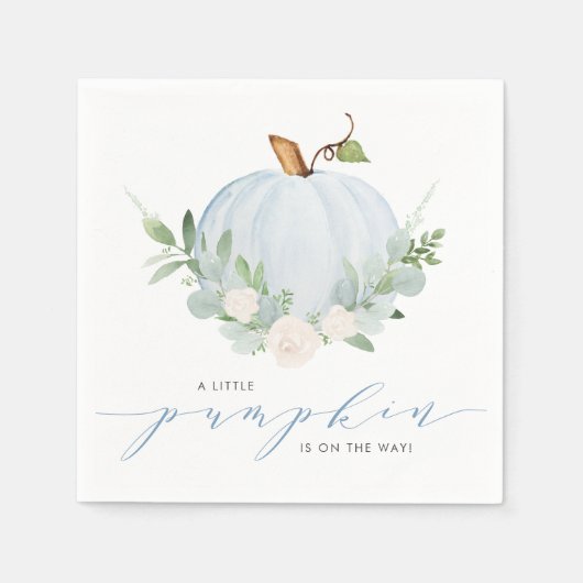 Blauwe Waterverf pompoen herfst Baby shower Servet (Voorkant)