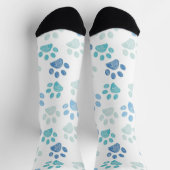 Blauwe Waterverf Pootafdruk Crew Soks Sokken (Top)