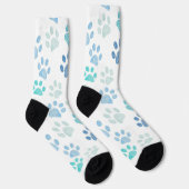 Blauwe Waterverf Pootafdruk Crew Soks Sokken (Rechts)