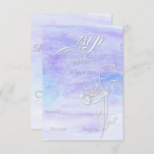BLAUWE WATERVERF POPPIES RSVP (Voorkant / Achterkant)
