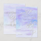 BLAUWE WATERVERF POPPIES RSVP KAARTJE (Voorkant / Achterkant)