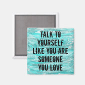 Blauwe waterverf positieve quote magneet (Voorkant / Achterkant)