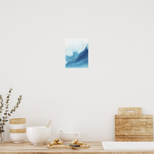 Blauwe Waterverf Poster (Keuken)