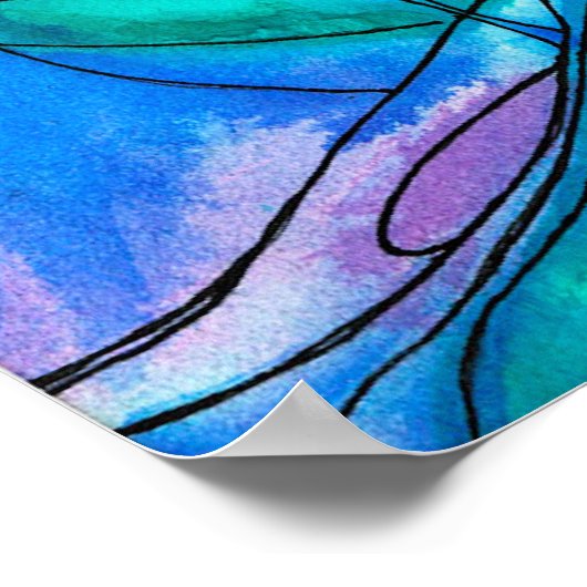 Blauwe Waterverf Poster (Hoek)