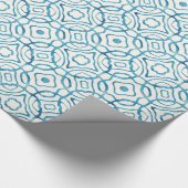 Blauwe Waterverf Quatrefoil Block Print Cadeaupapier (Hoek)