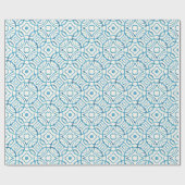 Blauwe Waterverf Quatrefoil Block Print Cadeaupapier (Vlak)