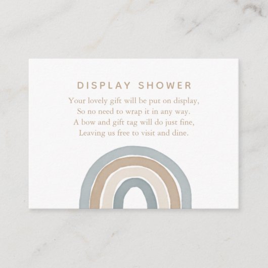 Blauwe Waterverf Rainbow Boy Display Shower Enclos Informatiekaartje (Voorkant)