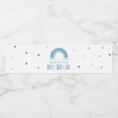 Blauwe Waterverf regenboogBaby shower Waterfles Etiket (Enkel label)