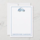 Blauwe Waterverf  Retro Buggy Bug Auto (Voorkant)