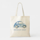 Blauwe Waterverf Retro Buggy Bug Auto Tote Bag (Achterkant)
