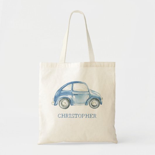 Blauwe Waterverf Retro Buggy Bug Auto Tote Bag (Voorkant)