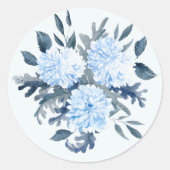  blauwe Waterverf Ronde Sticker (Voorkant)