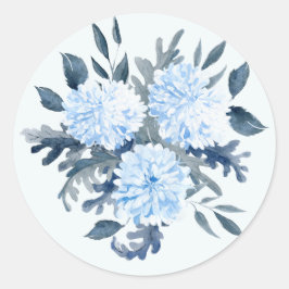  blauwe Waterverf Ronde Sticker