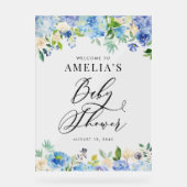 Blauwe Waterverf Roos en Hydrangea Baby shower Acryl Bord (Voorkant)